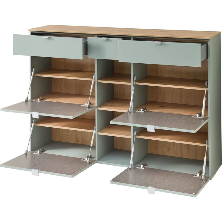 freiraum Schuhschrank Bari in Schilfgrün matt, MDF, Spannplatte - 148 x 103 x 38 cm (BxHxT) – Bild 3