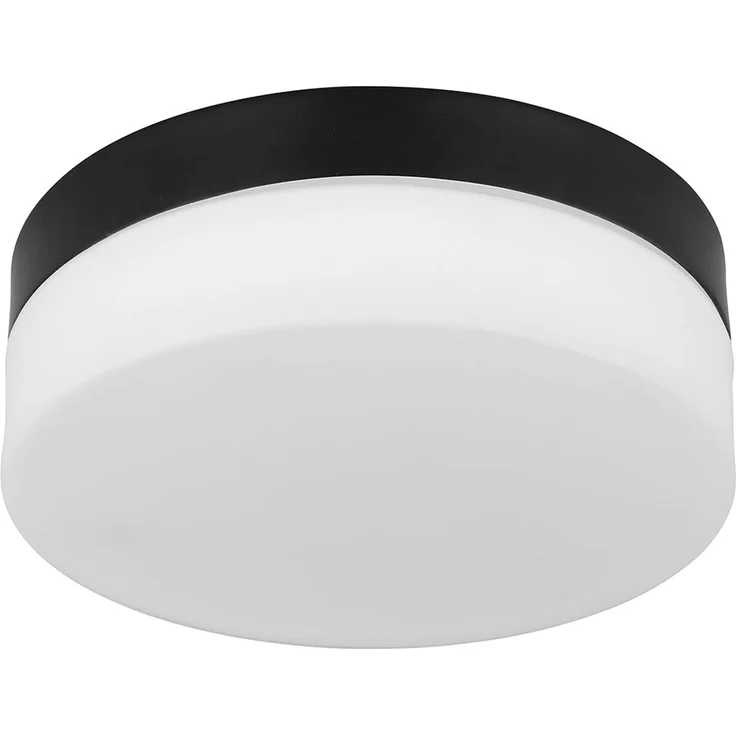 Außen Deckenleuchte, IP44, Alu schwarz, Glas opal, D 18,4 cm – Bild 1