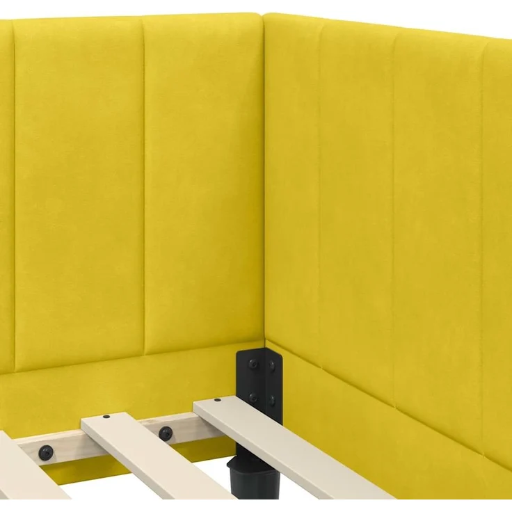 vidaXL Eckbettgestell mit Kopfteil Gelb 80 cm x 200 cm Samt 42016334 – Bild 7
