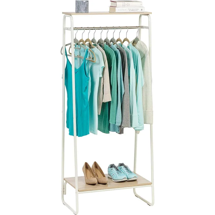 Iris Ohyama, Kleiderständer, Ankleidezimmer, Garderobenständer, Stabile Regale, Einfache Montage, Mehrzweck, Design, Büro, Eingang, Schlafzimmer, Wohnzimmer - Metal Garment rack - PI-B2 - Weiß