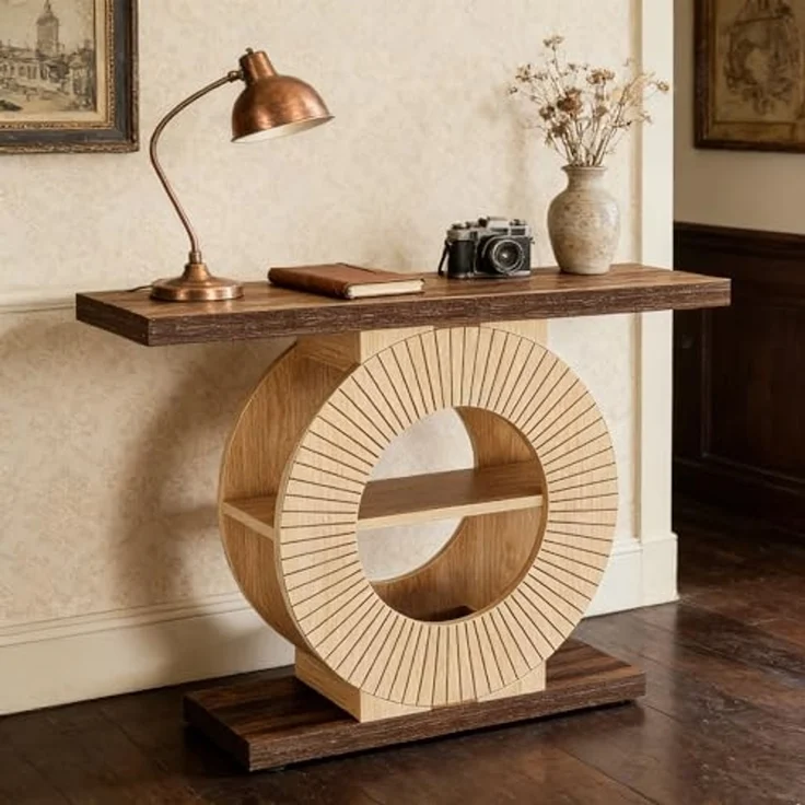 LITTLE TREE Konsolentisch mit 3 Regalen, 100 cm Landhausstil Flurtisch – Massivholz Eingangstisch mit Stauraum für Wohnzimmer, Flur & Schlafzimmer – Bild 2
