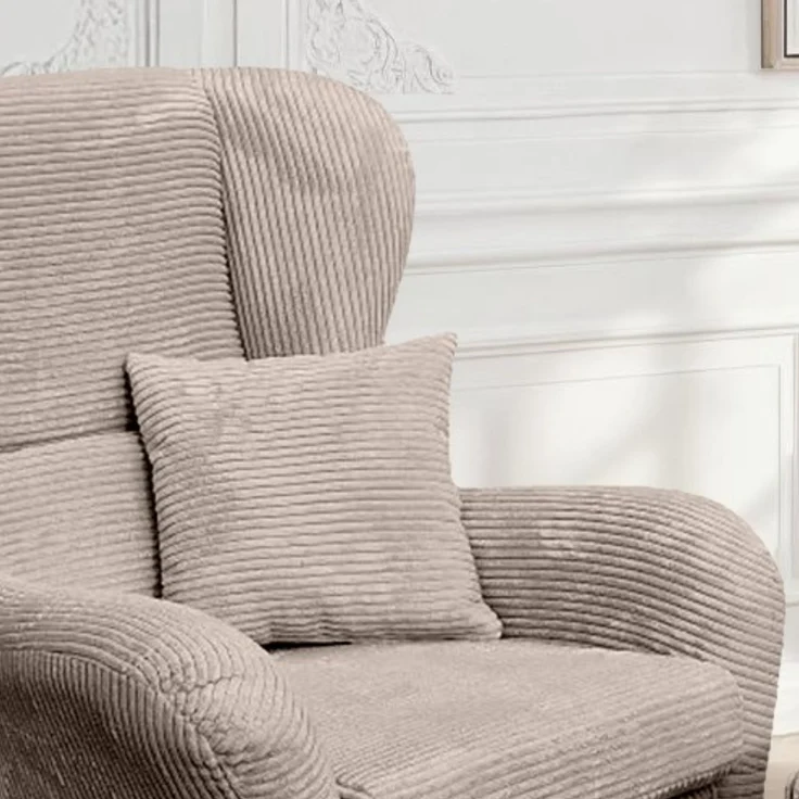 Ohrensessel mit Hocker Landhausstil Polster-TV-Lesesessel Cordstoff Taupe – Bild 5