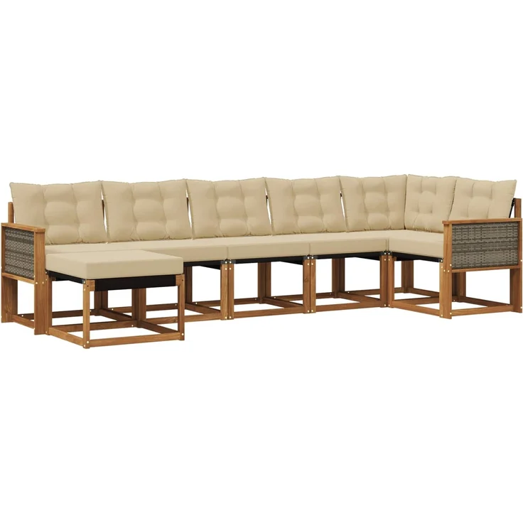 vidaXL Outdoor-Sofagarnitur 7 stk. 7-Sitzer Natur und Beige 3382093 – Bild 2