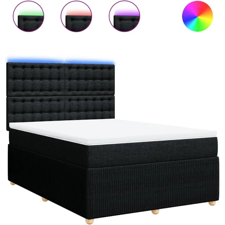 vidaXL Boxspringbett mit Matratze Schwarz 140x190 cm Stoff 3294367 – Bild 2