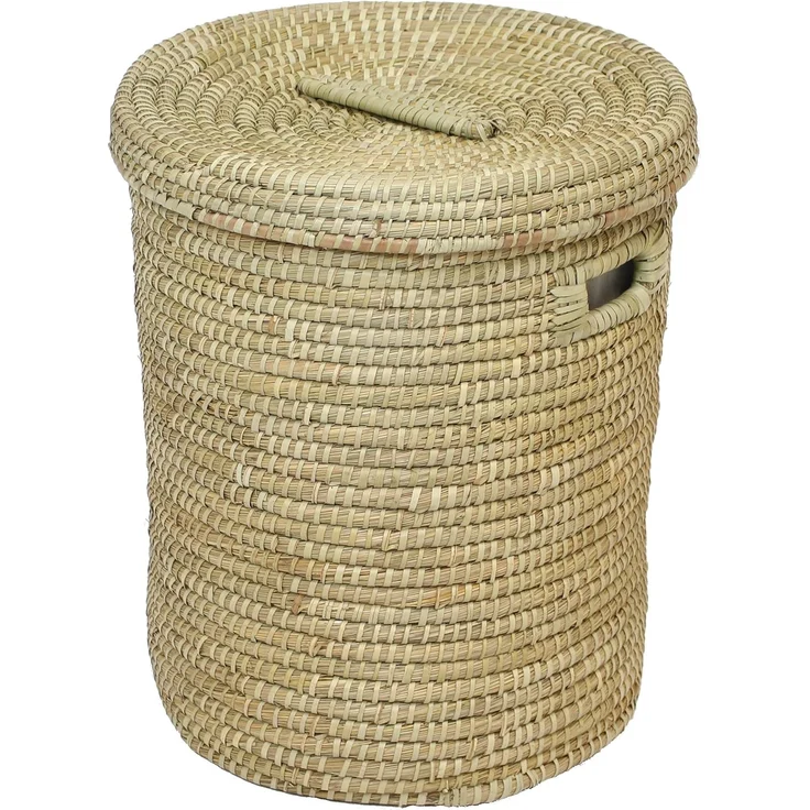 Wäschekorb mit Deckel groß Box Aufbewahrungskorb Schale Korb Flechtkorb Ø 47 cm – Bild 1