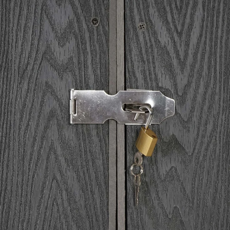 XL 1er-/2er-WPC-Mülltonnenverkleidung HWC-J28, Premium Mülltonnenbox, Metall Holzoptik, erweiterbar ~ grau – Bild 6