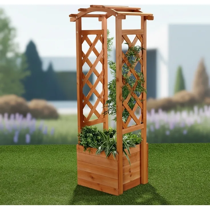 Rankhilfe Pflanzkasten Rosenbogen Pergola Spalier Garten Holz Rankgitter Bogen