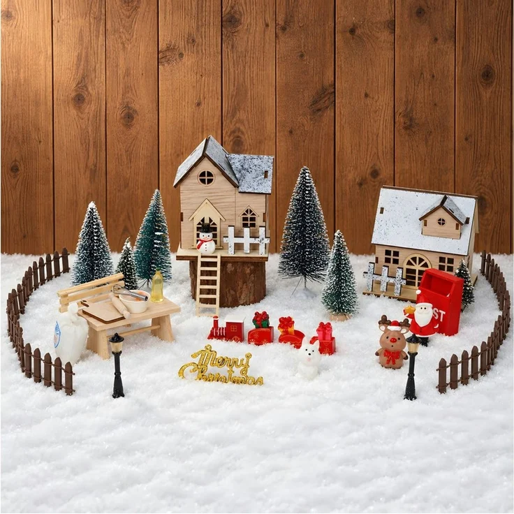 OSTWOLKE Weihnachtsdorf Weihnachtshaus Miniatur Wichtel Zubehör Weihnachten Set Weihnachtsdeko – Bild 1