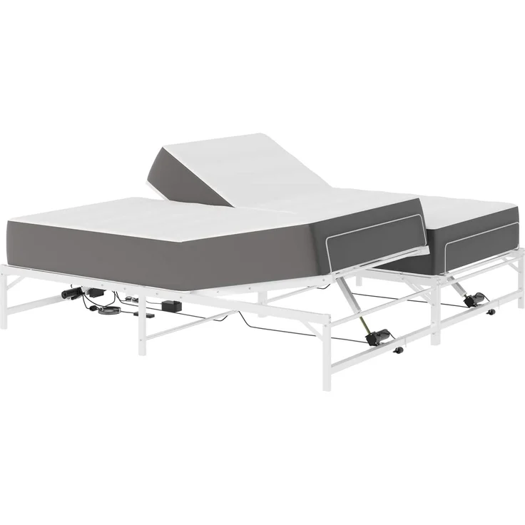 vidaXL Elektrisch verstellbares Bettgestell Weiß 180 x 200 cm Stahl 3438635 – Bild 3