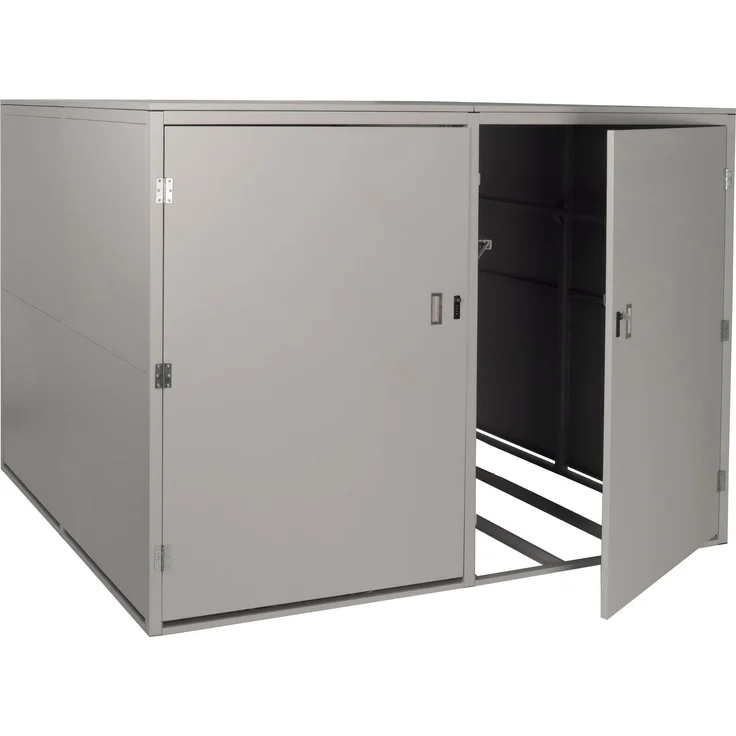 4er-Fahrradgarage HWC-L56c, Gerätehaus Fahrradbox mit Ablage, abschließbar Metall 160x222x208cm ~ hellgrau – Bild 9