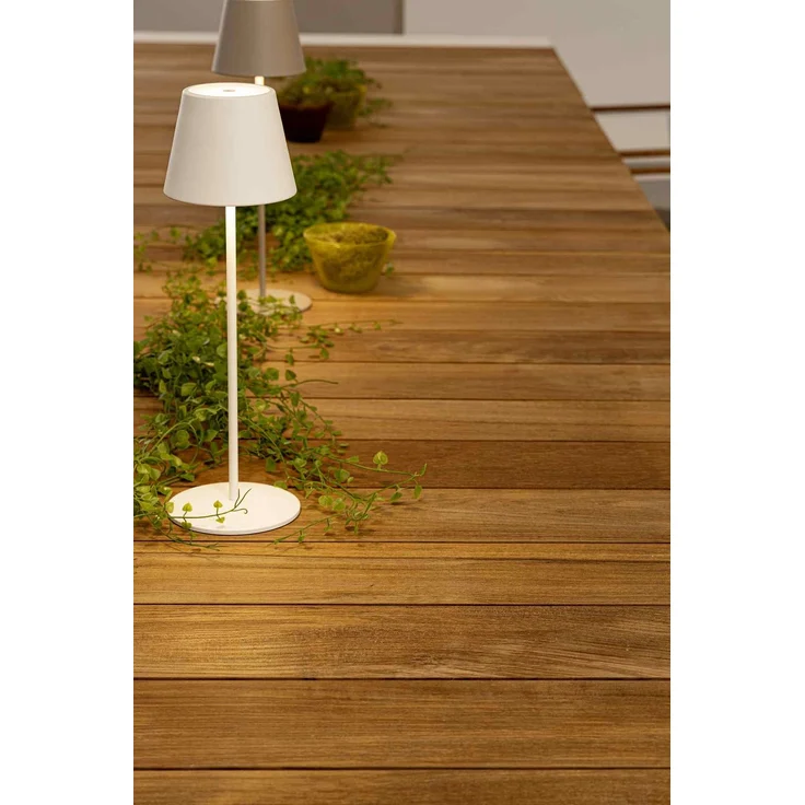 Gartentisch Norema aus Aluminium und Teakholz, modern, ausziehbar für 10–14 Personen, weiß – Bild 9