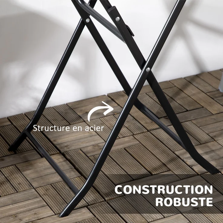 Außen-Couchtisch für 2 Personen, runder Gartentisch mit Stahlgestell, Ø 60 x 73H cm, dunkelgrau – Bild 8