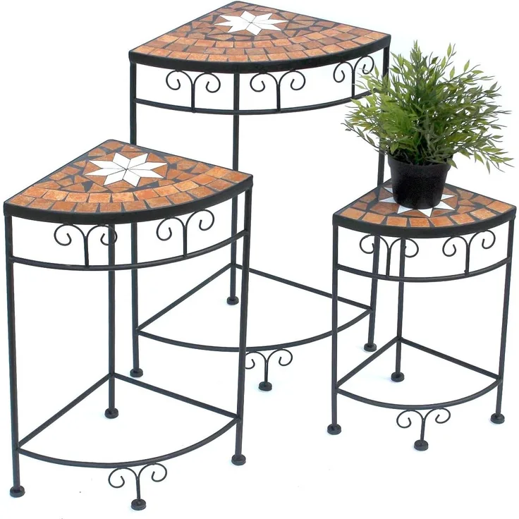 Blumenhocker Merano Mosaik 3er Set 12013 Blumenständer 42, 52 und 62cm Eckregal Hocker