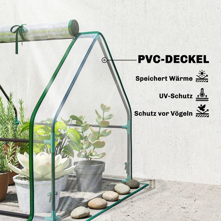 Outsunny Gewächshaus, Stahl, PVC, Transparent, 180L x 90B x 90H cm – Bild 4