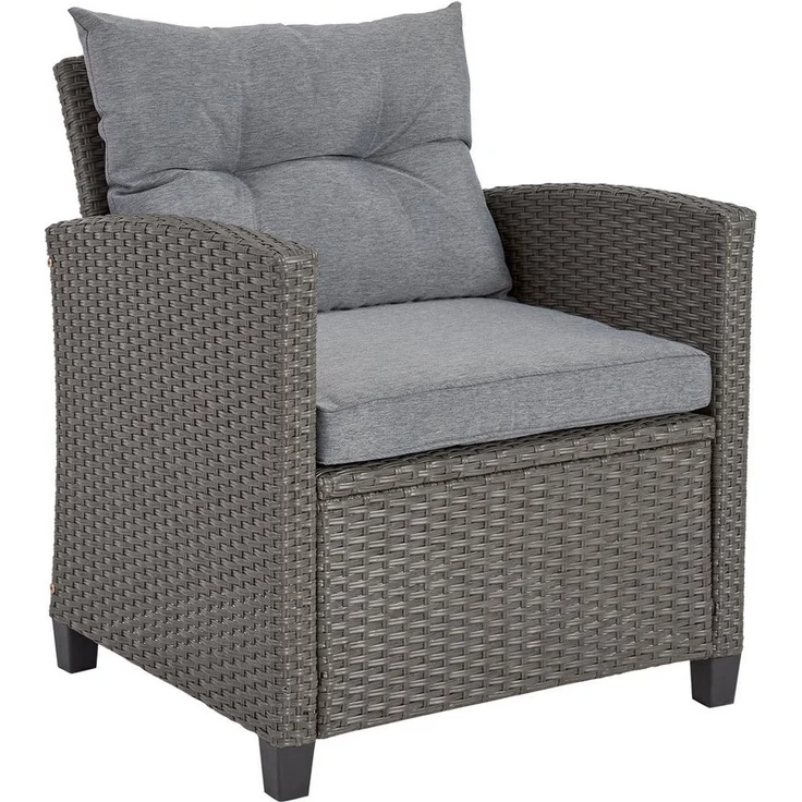 KONIFERA Gartenlounge-Set Cordoba, (Set, 11-tlg, 2x Bank, 1x Sessel, 1x Tisch 90x55x43cm, inkl. Auflagen), Polyratten, Stahl, Tischplatte aus Nonwood, geeignet für 4 Personen – Bild 3