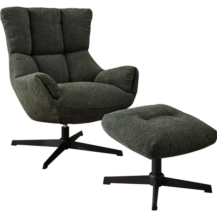 Jockenhöfer Gruppe Relaxsessel Melania, B: 73 cm, Sitzhöhe: 45 cm, Set: mit Hocker, 360° Drehfunktion, kuscheliger Webstoff – Bild 5