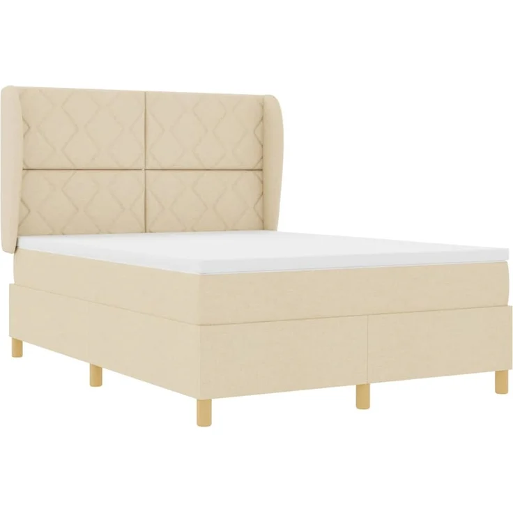 vidaXL Boxspringbett mit Kopfteil Creme 190 x 140 cm Stoff 3340814 – Bild 4