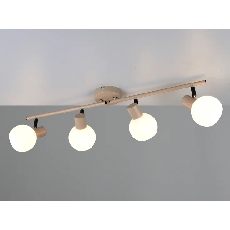 LED Deckenstrahler 4-flammig aus Metall in Beige mit Glasschirmen, Breite 70cm – Bild 1