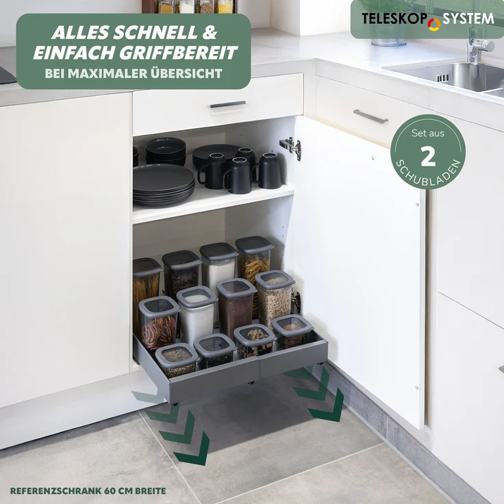Teleskopschublade 2er, 43-67 cm – Bild 2