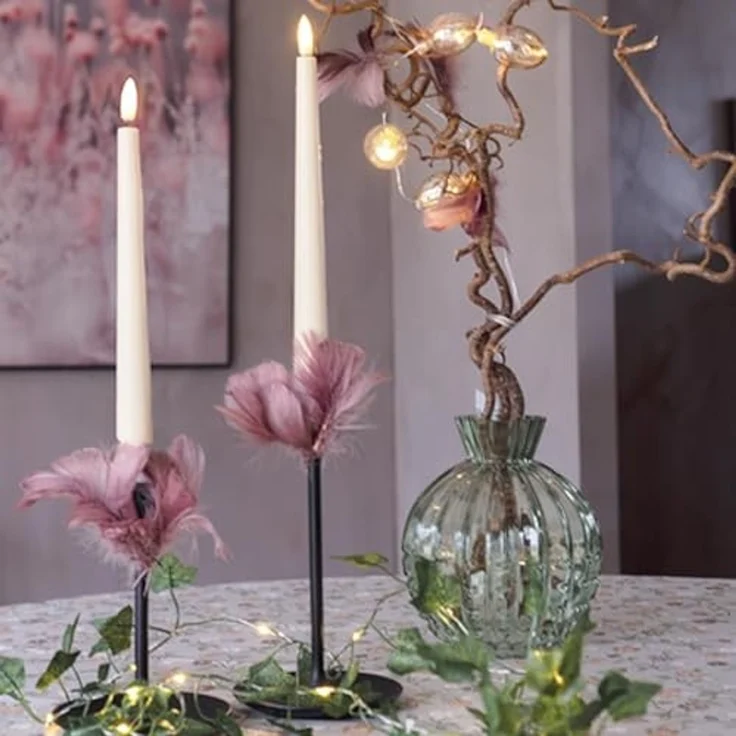 LED Kerze Flammy Candy 2er Set Pastell Batterie + Timer H 26cm – Bild 2