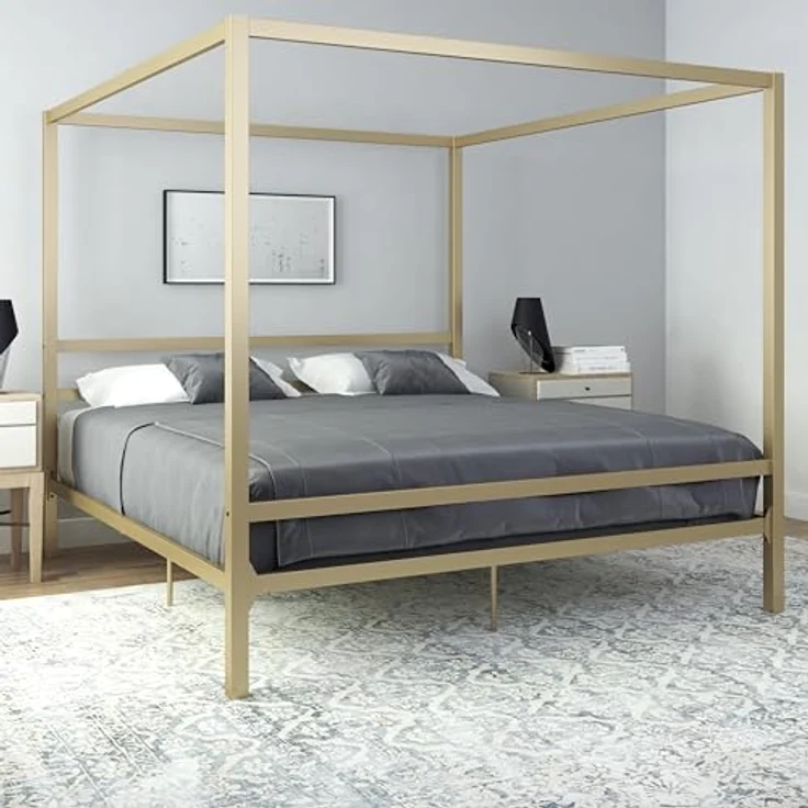 DHP Furniture Modern Canopy Gold Metal Bed Superking – Bild 2