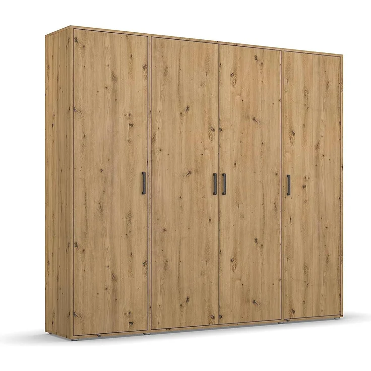 Rauch Möbel Voyager Schrank Kleiderschrank Drehtürenschrank, Eiche Artisan, 4-türig, inkl. 1 Kleiderstange, 7 Einlegeböden BxHxT 187x194x53 cm – Bild 1