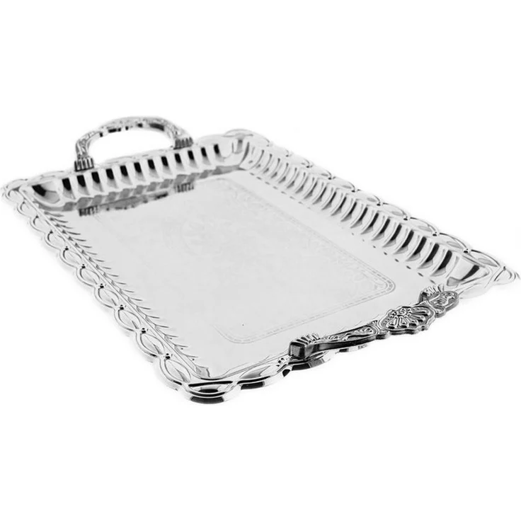 2er Set Serviertablett aus hochwertigem 18/10-Edelstahl - Elegant & langlebig Silber – Bild 2