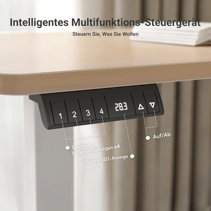 Claiks Eckschreibtisch Höhenverstellbar 160x140cm Dual-Motor L-Form Beige – Bild 7