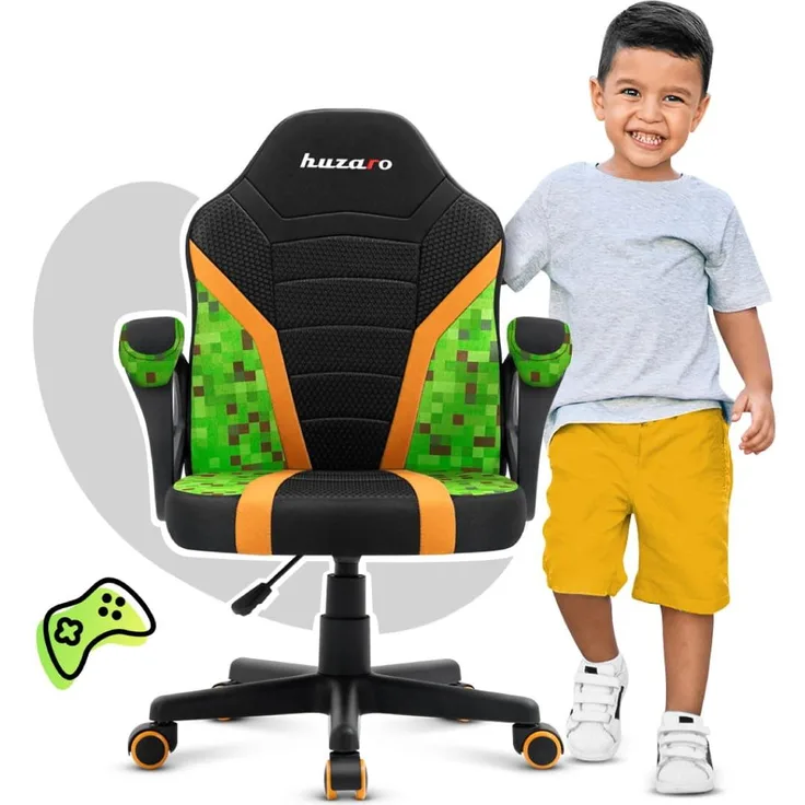 HUZARO RANGER 1.0 Pixel Mesh Kinderspielstuhl, schwarz-grün