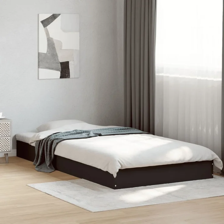 vidaXL Bettgestell Schwarz 100x200 cm Holzwerkstoff 842057 – Bild 1