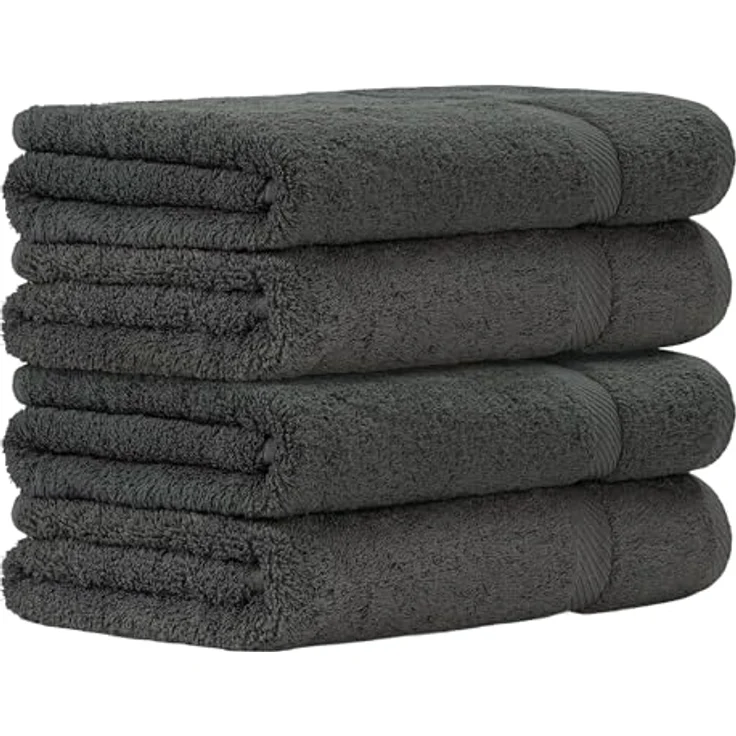 Luckytowel Duschtuch Set 4er Pack Anthrazit – 70x140 cm Oeko-TEX Badetücher aus 100% Baumwolle, flauschig & saugstark mit 600 g/m² – Bild 1