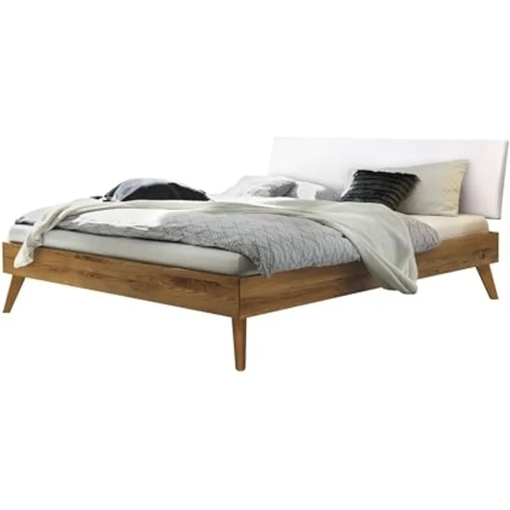 Hasena Trento 16 Pesaro Bettgestell Fusshöhe 20 cm Massivholzbett Kopfteil gepolstert, 90x200 cm