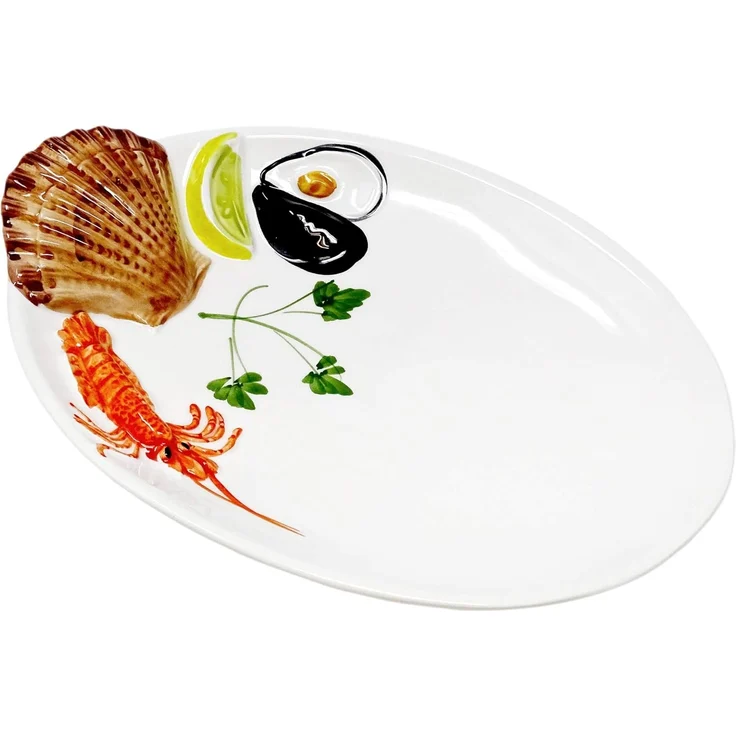 Lashuma Servierteller Meeresfrüchte, Keramik, (1-tlg, 26 x 18 cm), Ovaler Salatteller italienisch zum Servieren – Bild 1