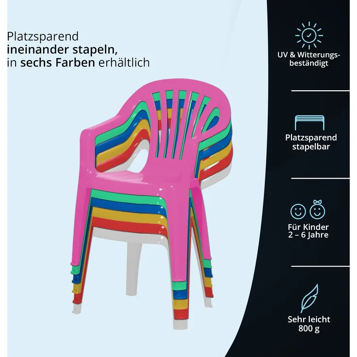 PROGARDEN Stapelsessel Kinderstuhl Sedia Baby 38 x 38 x 52 cm aus Kunststoff in weiß