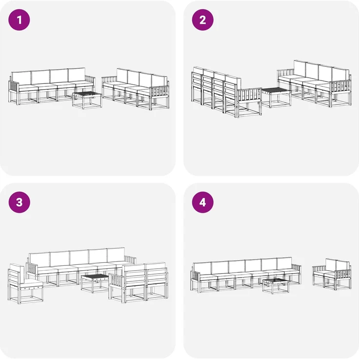 vidaXL Outdoor-Sofagarnitur mit Kissen 9 pcs Natur und Anthrazit 3366180 – Bild 7