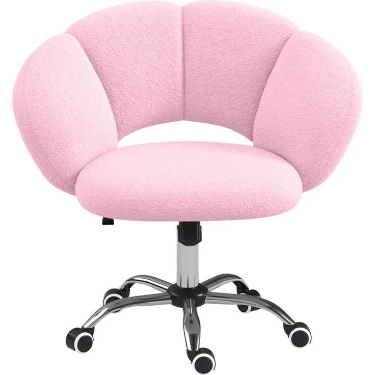 Bellamio 'Meli' Wolkenstuhl, rosa, Teddy-Bouclé Stoff, höhenverstellbar & drehbar, bis 140 kg, Schmink- & Schreibtischstuhl mit Rollen – Bild 10