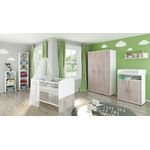 Hanna Set 10: best. aus Babybett, Kommode, Wickelaufsatz, Wandboard, Regal mit 3 Fächern, Regal mit 6 Fächern und Kleiderschrank 3-trg.