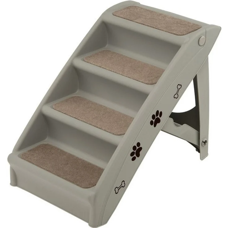 KOMFOTTEU Haustiertreppe Hundetreppe, mit 4 Stufen, tragbar&klappbar – Bild 4