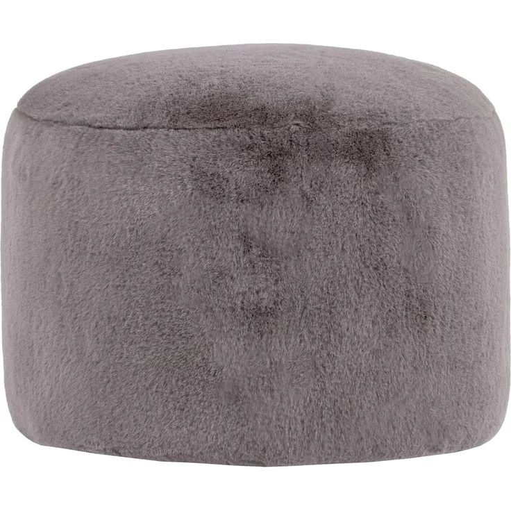 Icon Milano Hocker, Grau, Kaninchen Kunstfell Stoff, Sitzsack Stuhl, Sitzpuff Hocker mit Füllung, Fußhocker für das Wohnzimmer, Deko Wohnzimmer