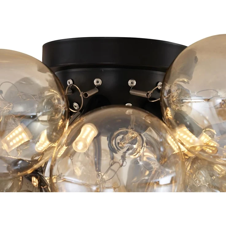 Qazqa Deckenleuchte Uvas, ohne Leuchtmittel, G9, Schwarz, Design, Glas, 6-flammig – Bild 5