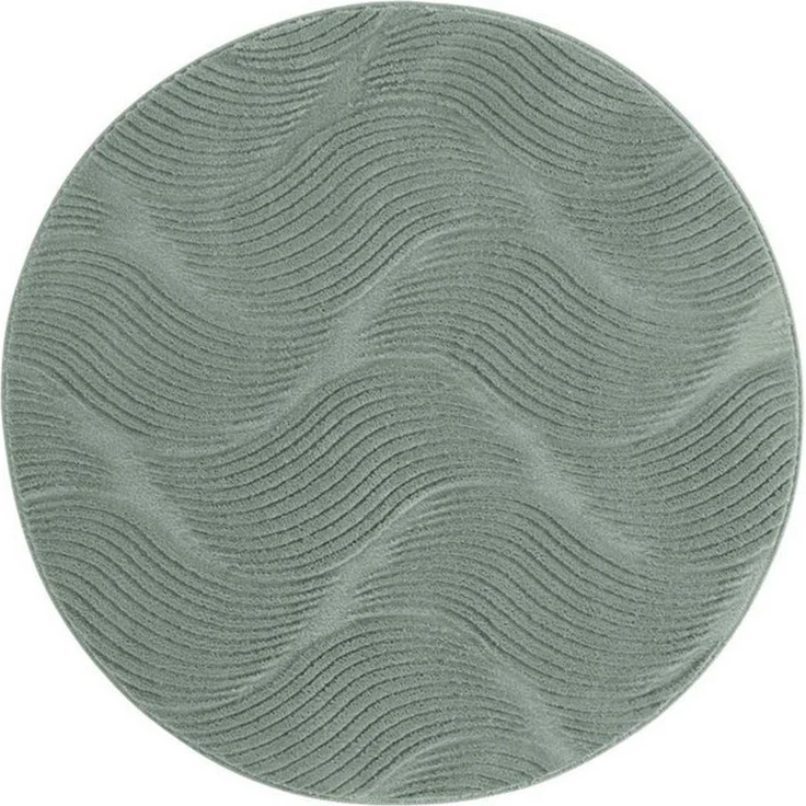 TaraCarpet Teppich TaraCarpet Homestyle 392 Shell, rund, Höhe: 10 mm, Felloptik hoch-tief weich waschbar Düne grün 80x80 rund – Bild 2