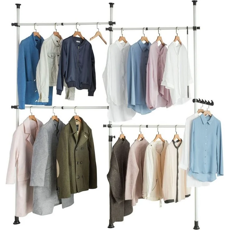 SoBuy Kleiderständer KLS03, Garderobenständer mit 4 Kleiderstangen Teleskop Garderoben System – Bild 1