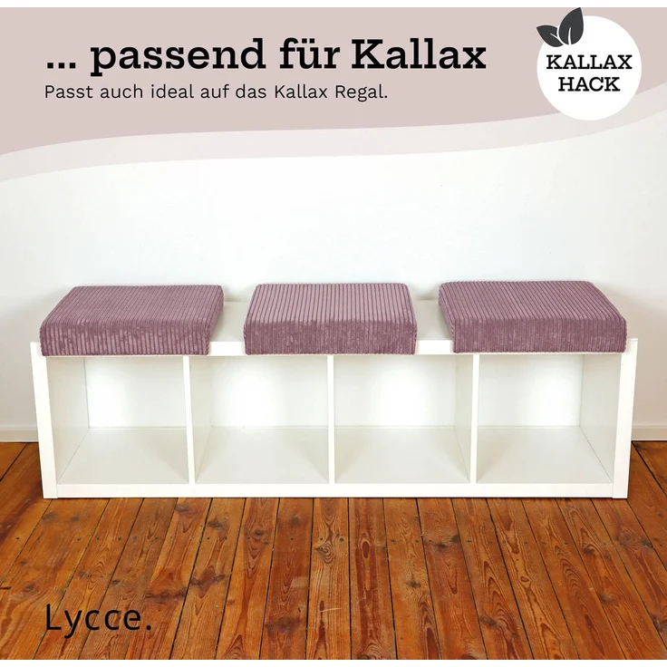 Lycce Bankauflage Klemmkissen mit Leiste - Cord, Polsterung, rutschfest Altrosa 8x40x38cm – Bild 9