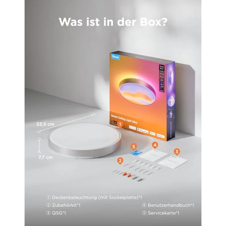 Govee Deckenlampe Ultra RGBWWIC, 616 LED-Pixel, 5000 lm, 2700K-6500K, KI-Lichtszenen, Matter, Smart Home – Bild 9