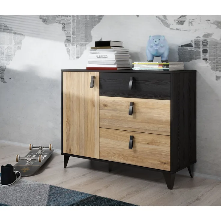 Kommode >LYA< in Mauvella Eiche / Cabezone Eiche - 108,1x85,5x41,5cm (BxHxT)