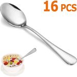 Teelöffel-Set, 16 Stück, 17 cm, Silber-Löffel, Premium-Lebensmittelqualität, 18 10 Edelstahl, langlebige Metall-Teelöffel, kleine Besteck-Löffel, Küchen-Löffel, Spiegel-Finish & spülmaschinenfest 6. 7'' silber