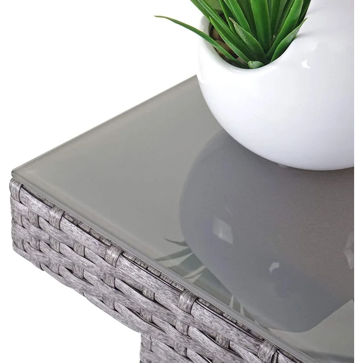 Poly-Rattan Gartentisch Cava, Esstisch Beistelltisch Tisch mit Glasplatte, 80x80cm ~ grau – Bild 9