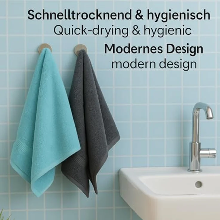 Betz Handtücher 6 Stück Handtücher Palermo 50x100 cm Farbe anthrazit und türkis, 100% Baumwolle – Bild 7