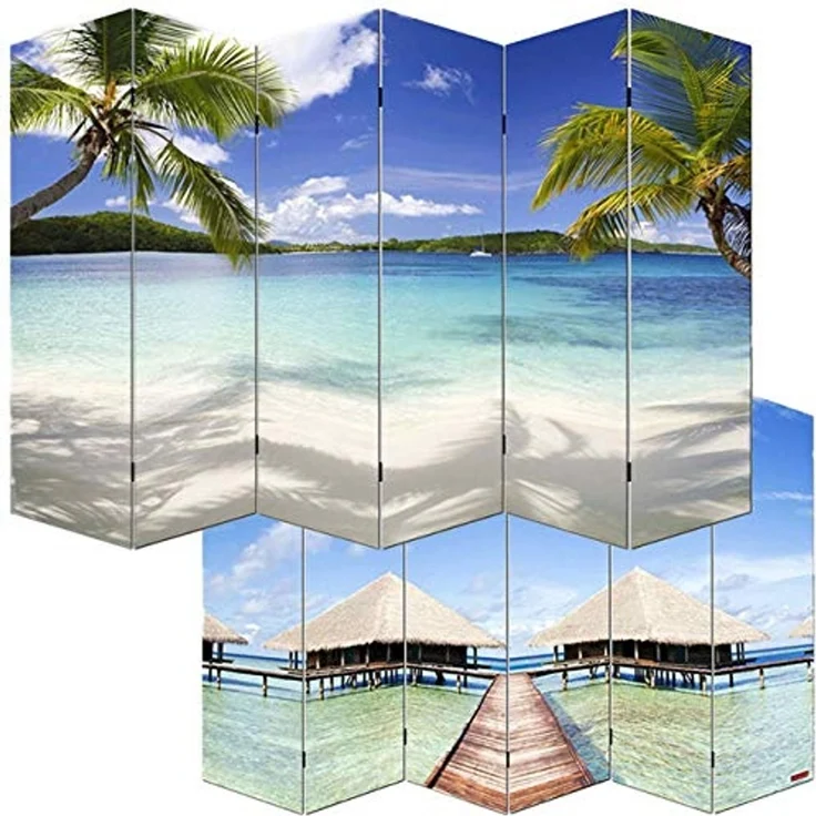 Foto-Paravent Paravent Raumteiler Trennwand M68 MVG-zertifiziert ~ 180x240cm, Strand – Bild 1