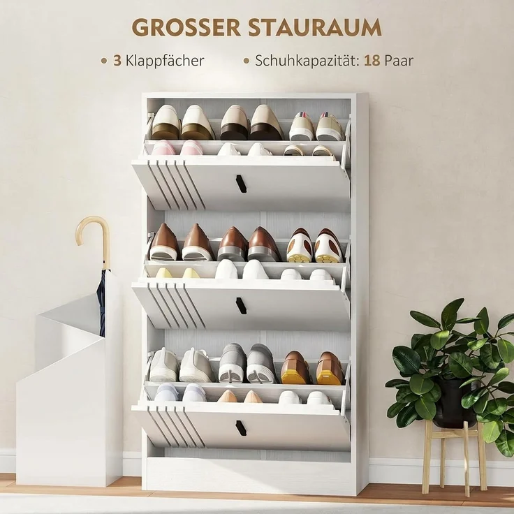HOMCOM Schuhschrank, MDF, Weiß, 63 x 24 x 117 cm – Bild 4